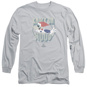 Woody Woodpecker Knock On Woodmens Long Sleeve Shirt Silver