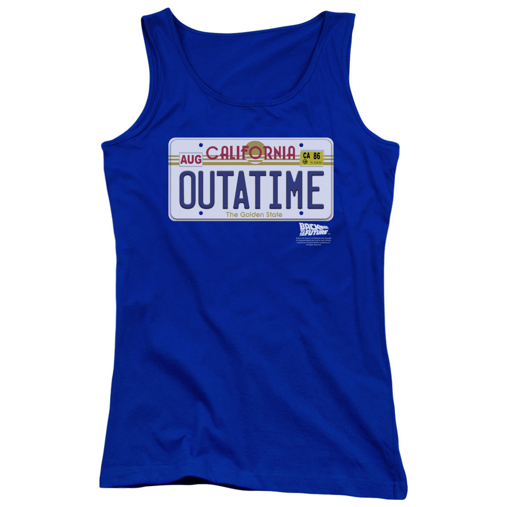 Back To The Future Outatime Plate Womens Tank Top Shirt Royal Blue