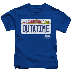 Back To The Future Outatime Plate Juvenile Kids Youth T Shirt Royal Blue