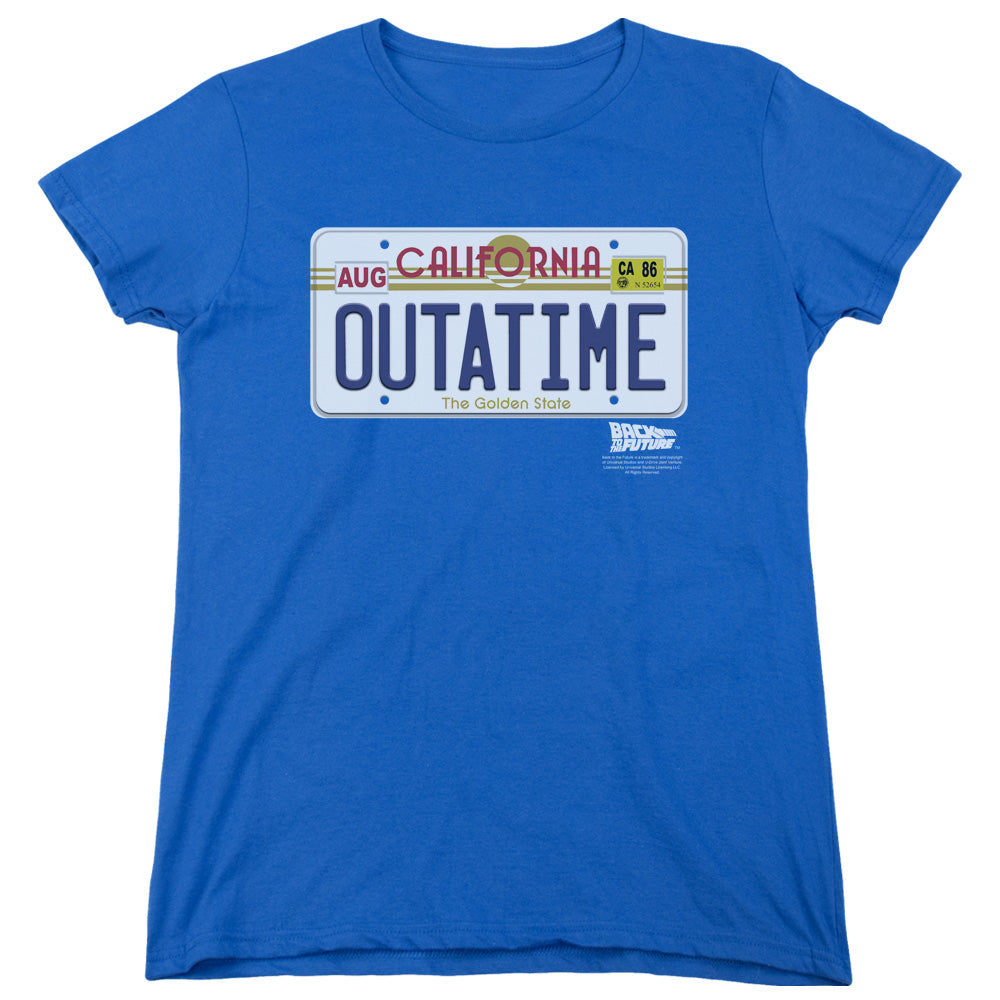 Back To The Future Outatime Plate Womens T Shirt Royal Blue