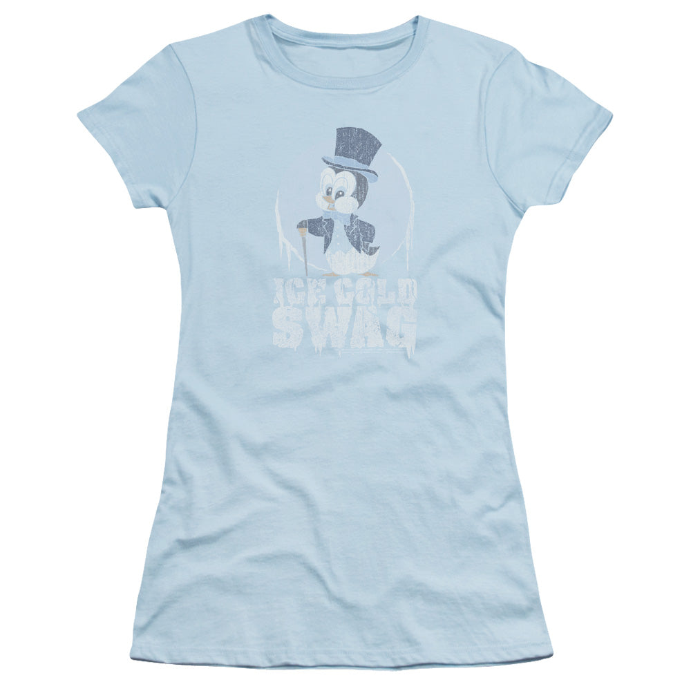 Chilly Willy Ice Cold Junior Sheer Cap Sleeve Womens T Shirt Light Blue