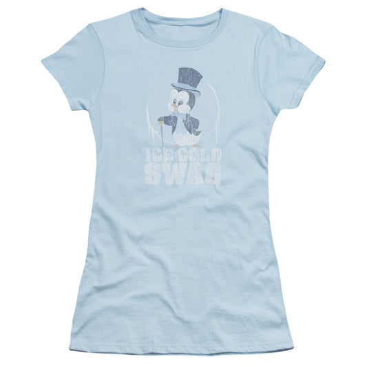 Chilly Willy Ice Cold Junior Sheer Cap Sleeve Womens T Shirt Light Blue