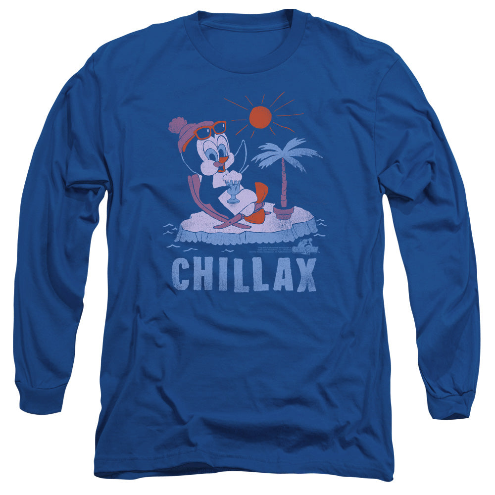 Chilly Willy Chillax Mens Long Sleeve Shirt Royal Royal Blue
