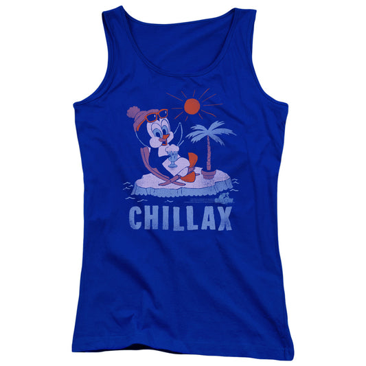 Chilly Willy Chillax Womens Tank Top Shirt Royal Blue