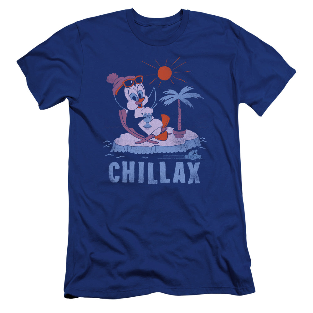 Chilly Willy Chillax Premium Bella Canvas Slim Fit Mens T Shirt Royal Blue