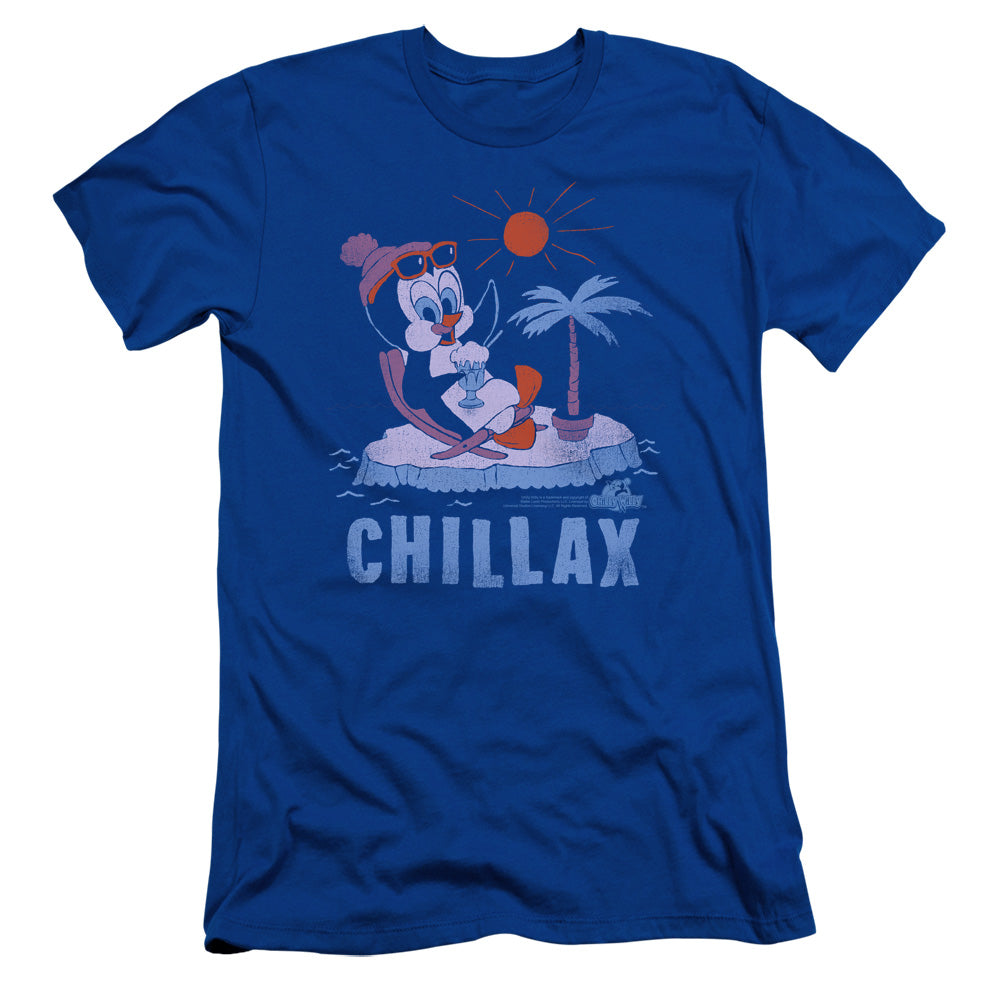 Chilly Willy Chillax Slim Fit Mens T Shirt Royal Royal Blue