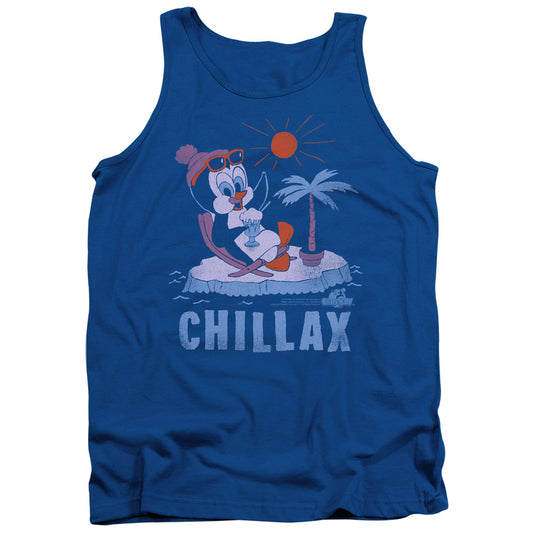 Chilly Willy Chillax Mens Tank Top Shirt Royal Royal Blue