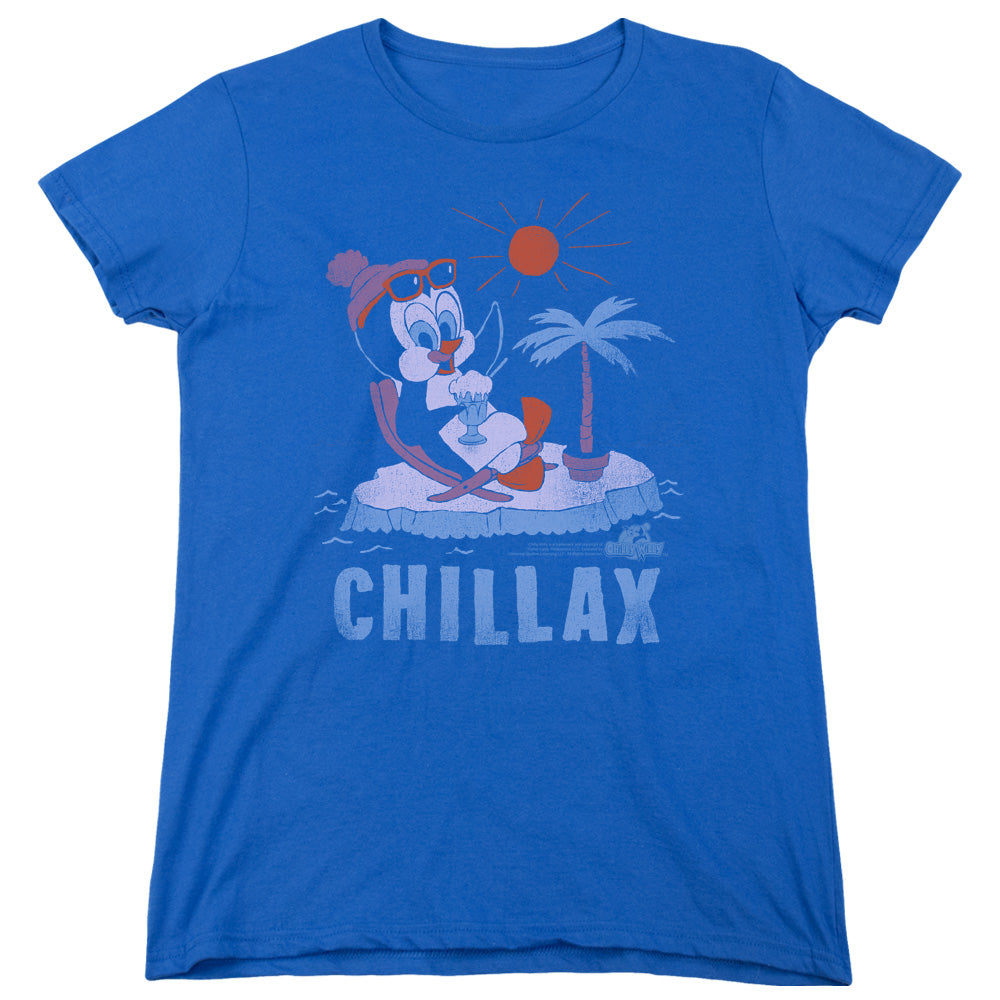 Chilly Willy Chillax Womens T Shirt Royal Blue