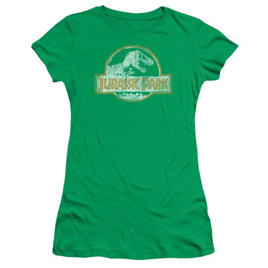 Jurassic Park JP Orange Junior Sheer Cap Sleeve Womens T Shirt Kelly Green