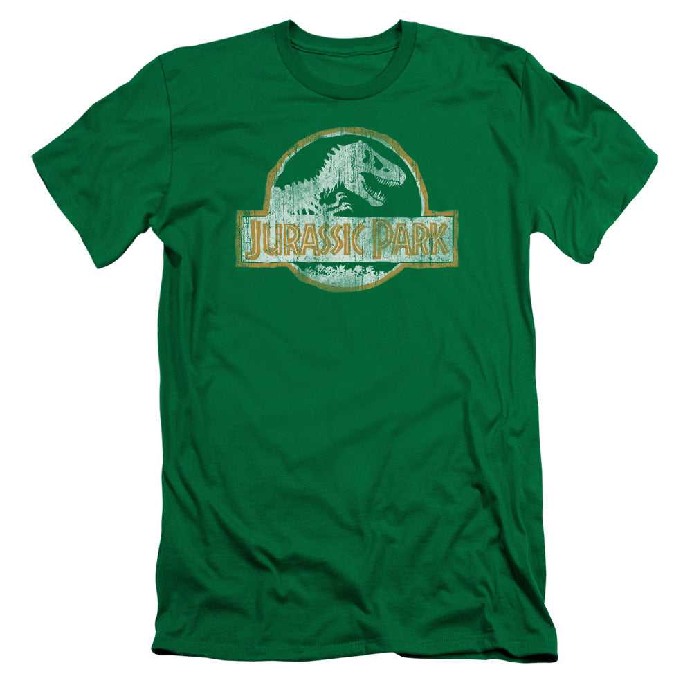 Jurassic Park JP Orange Slim Fit Mens T Shirt Kelly Green