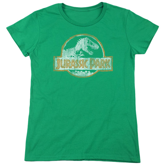 Jurassic Park JP Orange Womens T Shirt Kelly Green