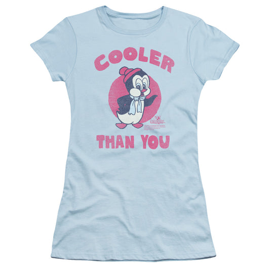 Chilly Willy Cooler Than You Junior Sheer Cap Sleeve Womens T Shirt Light Blue