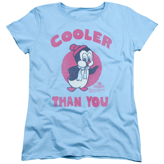 Chilly Willy Cooler Than You Womens T Shirt Light Blue