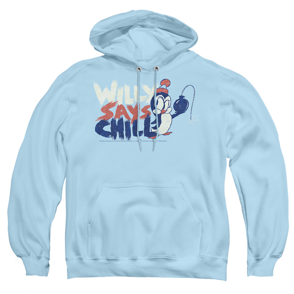 Chilly Willy I Say Chill Mens Hoodie Light Blue Light Blue