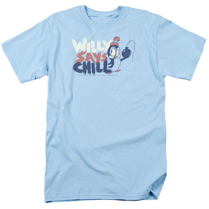 Chilly Willy I Say Chill Mens T Shirt Light Blue