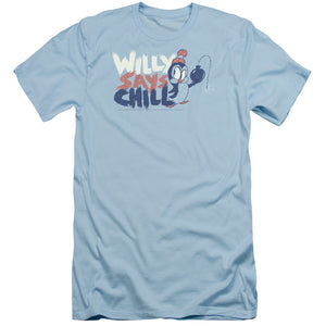 Chilly Willy I Say Chill Slim Fit Mens T Shirt Light Blue