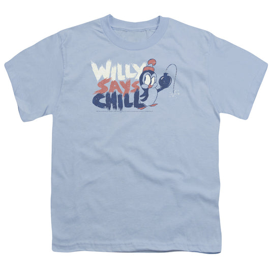 Chilly Willy I Say Chill Kids Youth T Shirt Light Blue