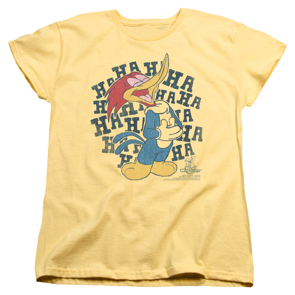 Woody Woodpecker Laugh It Up Womens T Shirt Banana