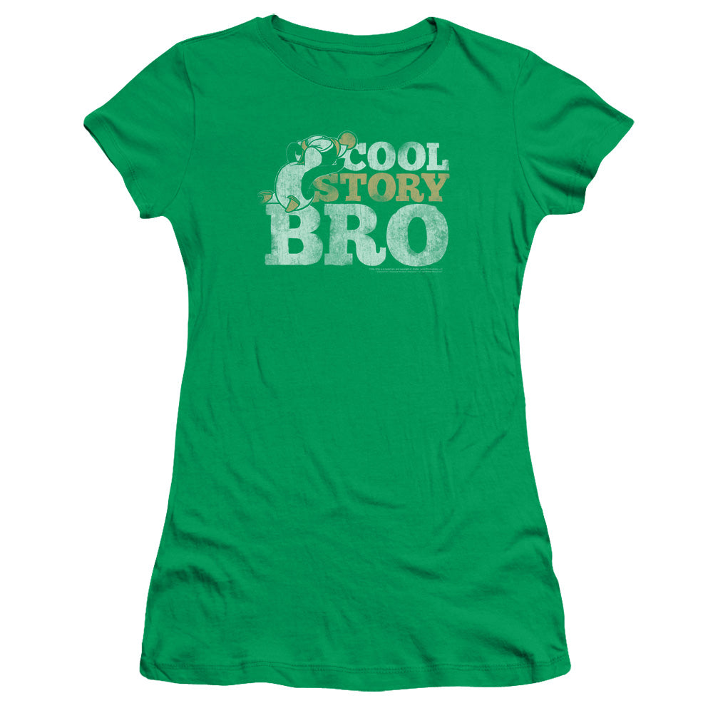 Chilly Willy Cool Story Junior Sheer Cap Sleeve Womens T Shirt Kelly Green