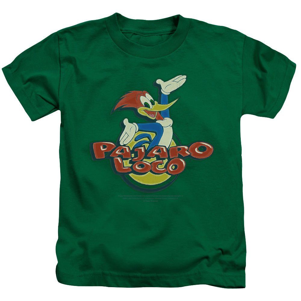 Woody Woodpecker Loco Juvenile Kids Youth T Shirt Kelly Green