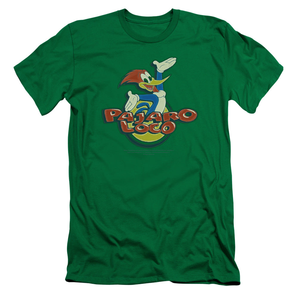 Woody Woodpecker Loco Slim Fit Mens T Shirt Kelly Green