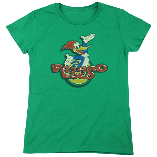 Woody Woodpecker Loco Womens T Shirt Kelly Green