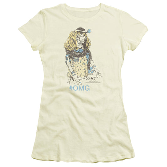 ET the Extra Terrestrial Dress Up Junior Sheer Cap Sleeve Womens T Shirt Cream