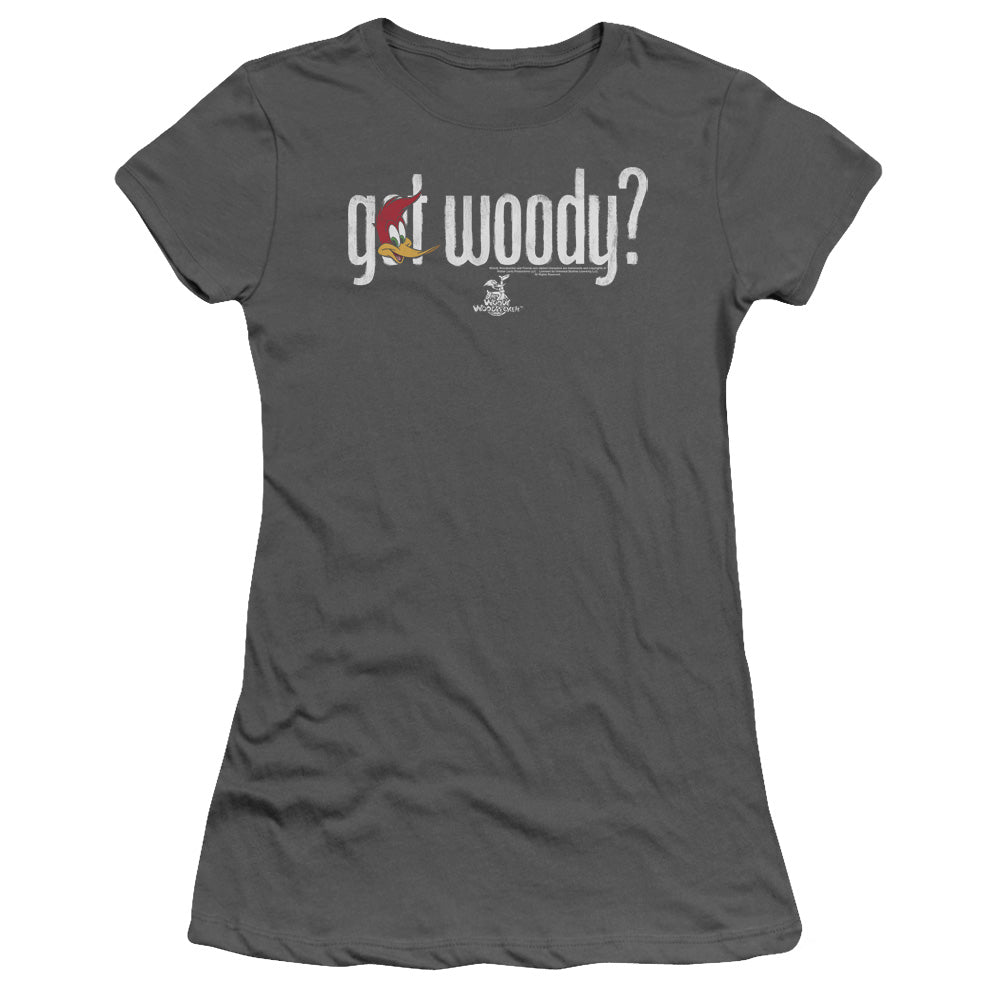 Woody Woodpecker Got Woody Junior Sheer Cap Sleeve Womens T Shirt Charcoal