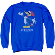 Load image into Gallery viewer, Woody Woodpecker Hashtag Woody Mens Crewneck Sweatshirt Royal Blue