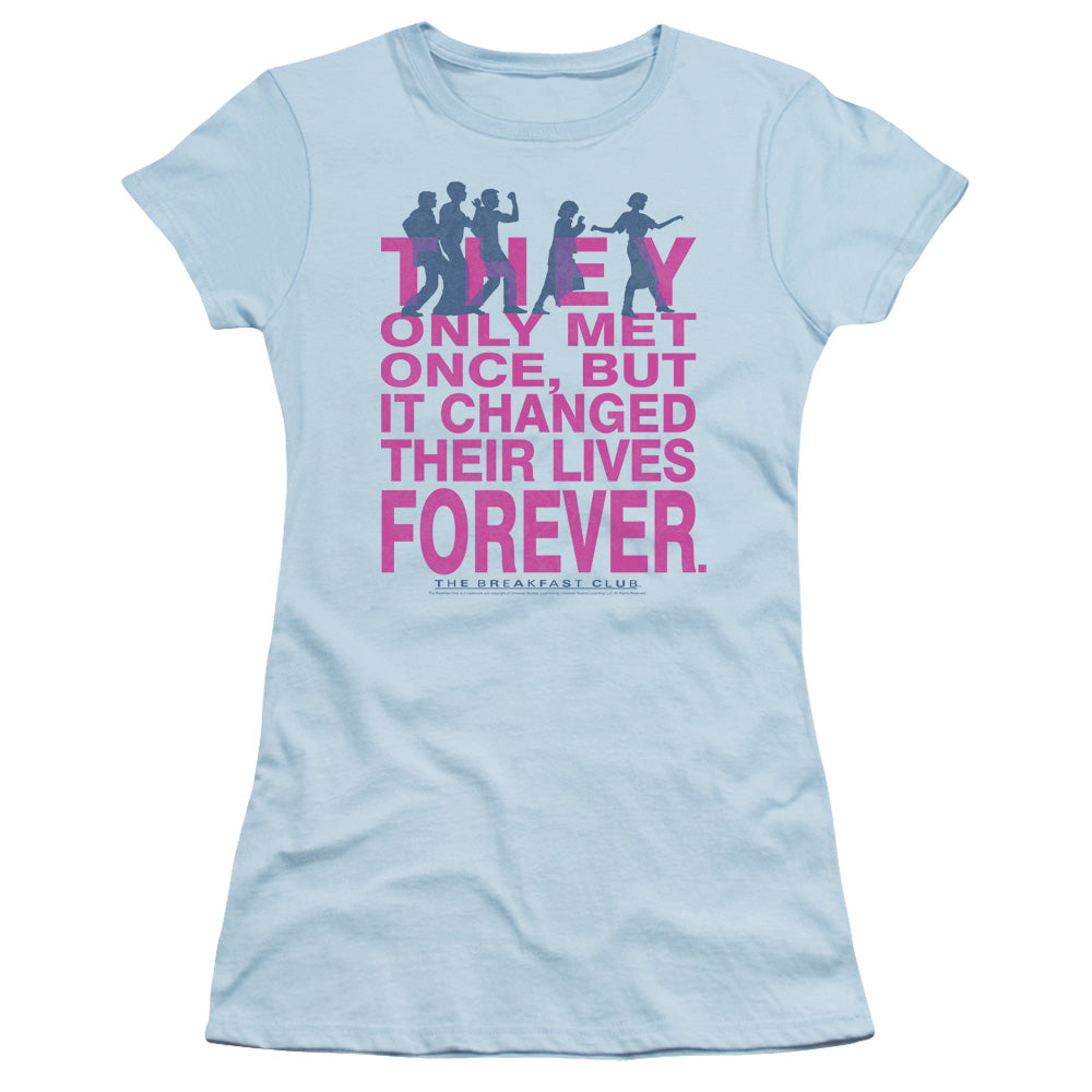 Breakfast Club Forever Junior Sheer Cap Sleeve Womens T Shirt Light Blue