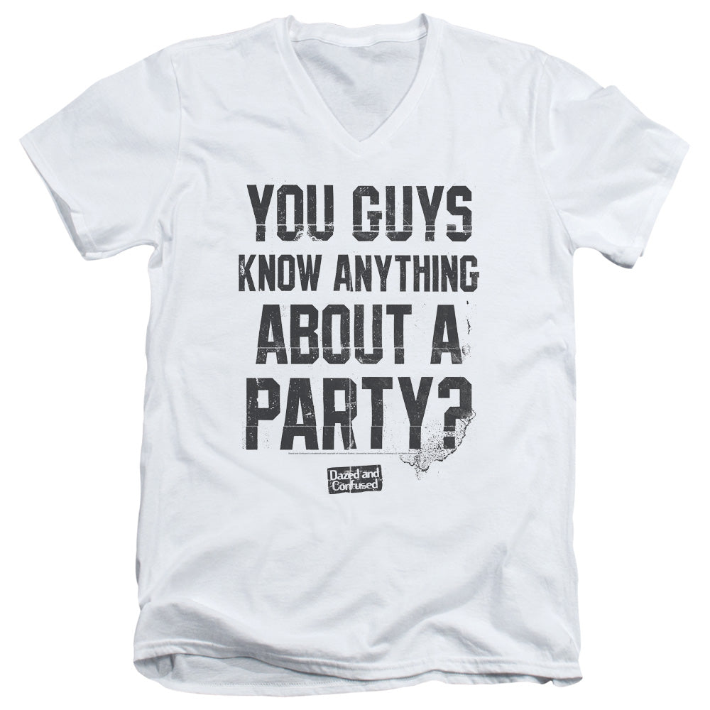 Dazed and Confused Party Time Mens Slim Fit V-Neck T Shirt White