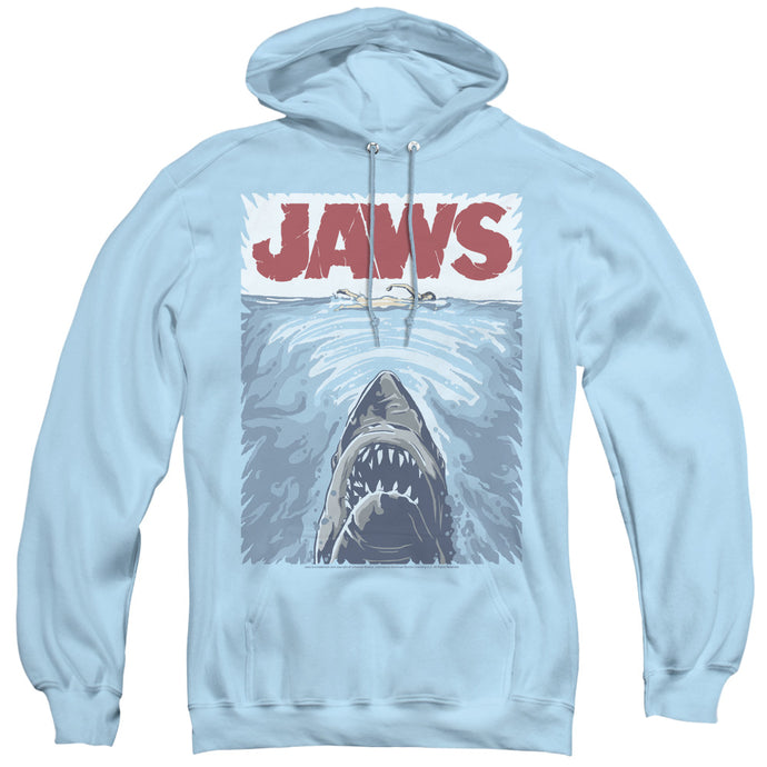 Jaws Graphic Poster Mens Hoodie Light Blue