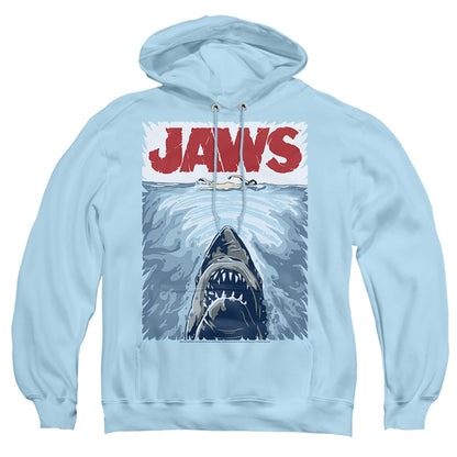 Jaws Graphic Poster Mens Hoodie Light Blue