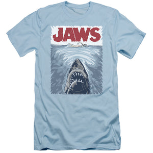 Jaws Graphic Poster Slim Fit Mens T Shirt Light Blue