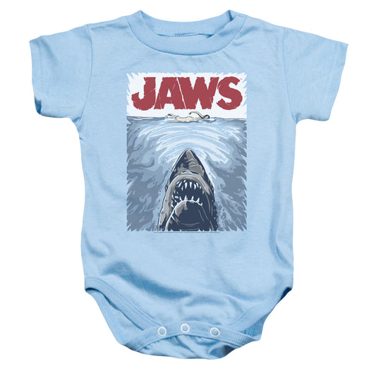 Jaws Graphic Poster Infant Baby Snapsuit Light Blue