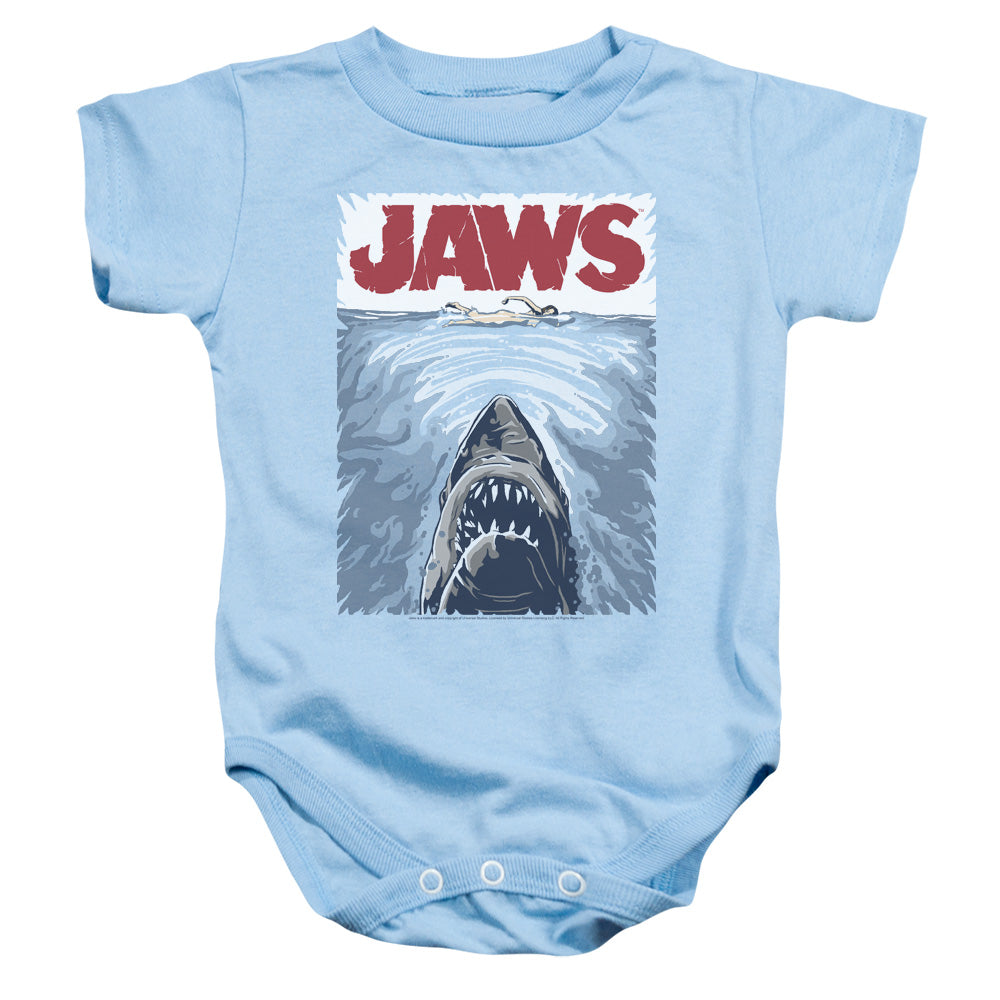 Jaws Graphic Poster Infant Baby Snapsuit Light Blue