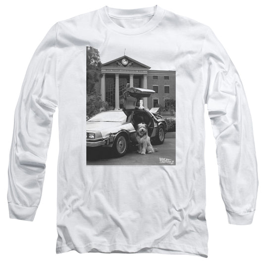 Back To The Future II Einstein Mens Long Sleeve Shirt White