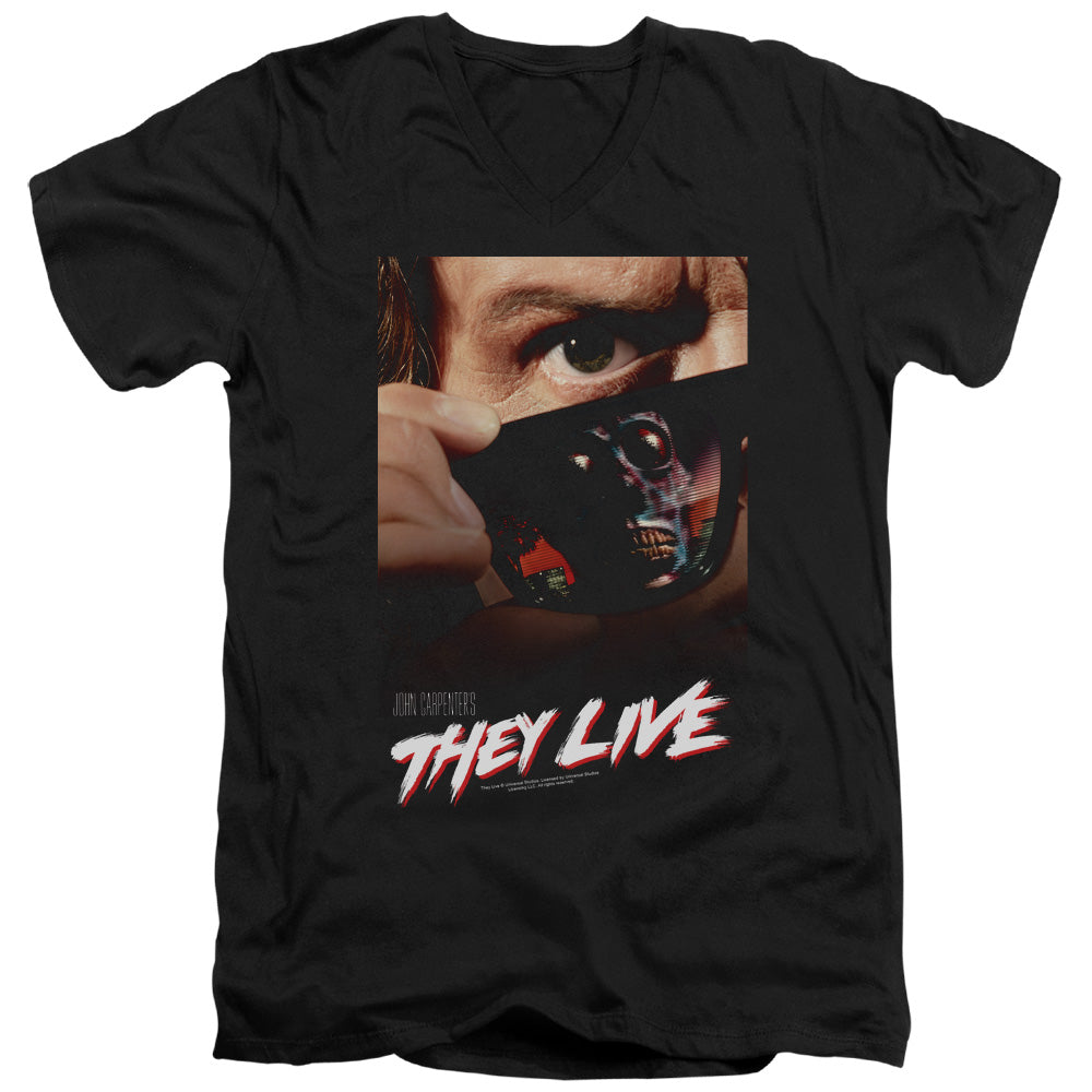 They Live Poster Mens Slim Fit V-Neck T Shirt Black