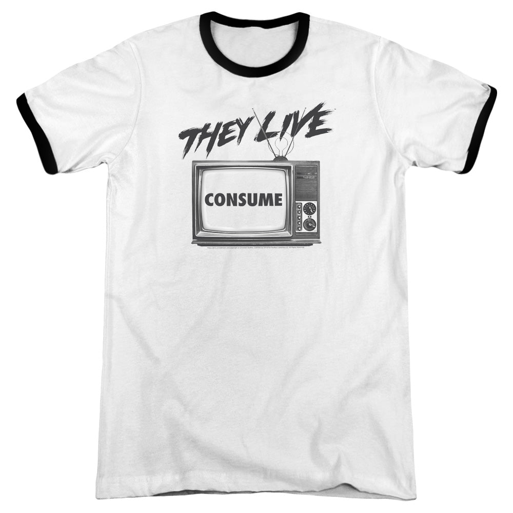 They Live Consume Heather Ringer Mens T Shirt White