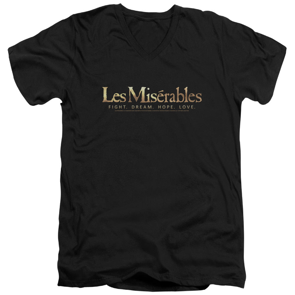 Les Miserables Logo Mens Slim Fit V-Neck T Shirt Black