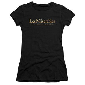 Les Miserables Logo Junior Sheer Cap Sleeve Womens T Shirt Black