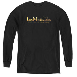 Les Miserables Logo Long Sleeve Kids Youth T Shirt Black