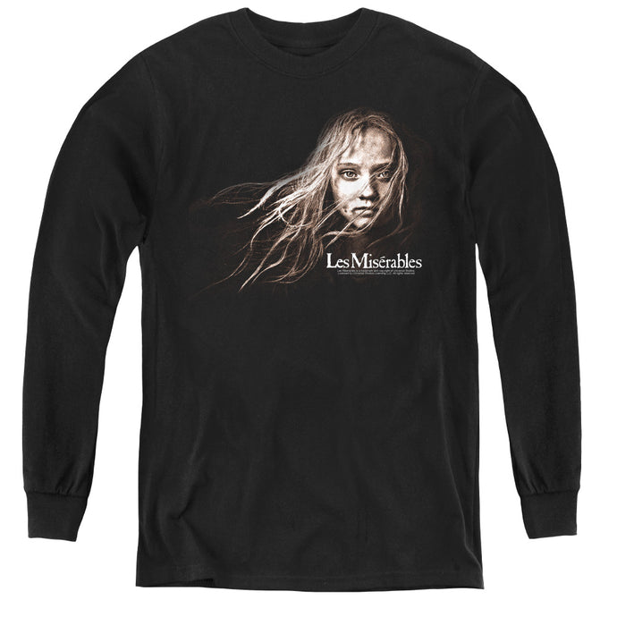 Les Miserables Cosette Face Long Sleeve Kids Youth T Shirt Black