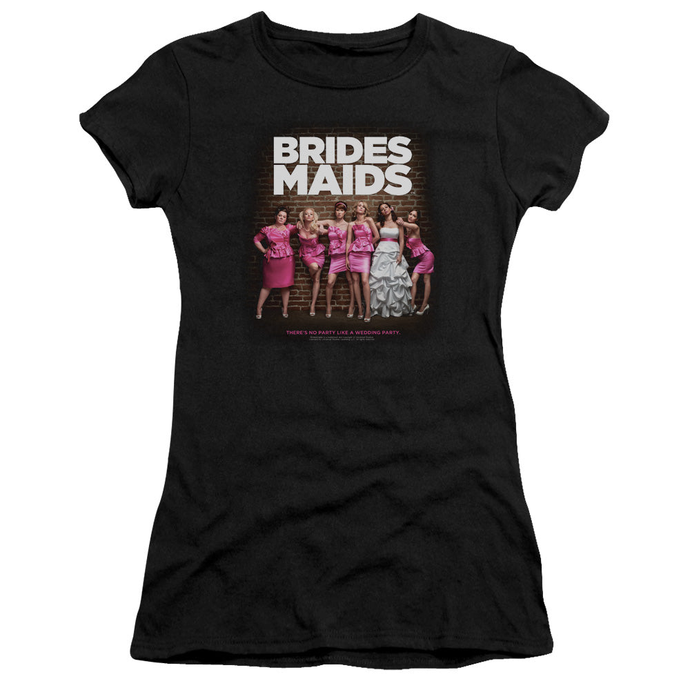 Bridesmaids Poster Junior Sheer Cap Sleeve Womens T Shirt Black