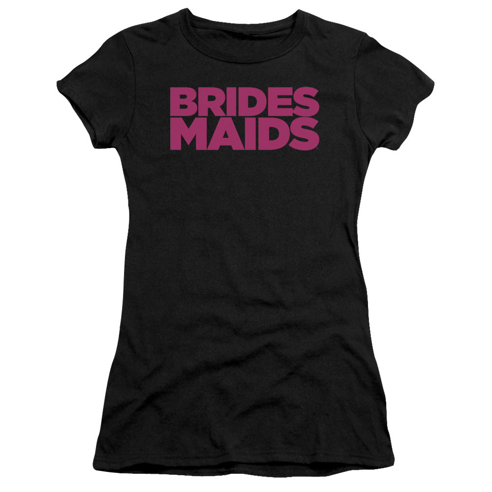 Bridesmaids Logo Junior Sheer Cap Sleeve Womens T Shirt Black