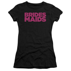 Bridesmaids Logo Junior Sheer Cap Sleeve Womens T Shirt Black