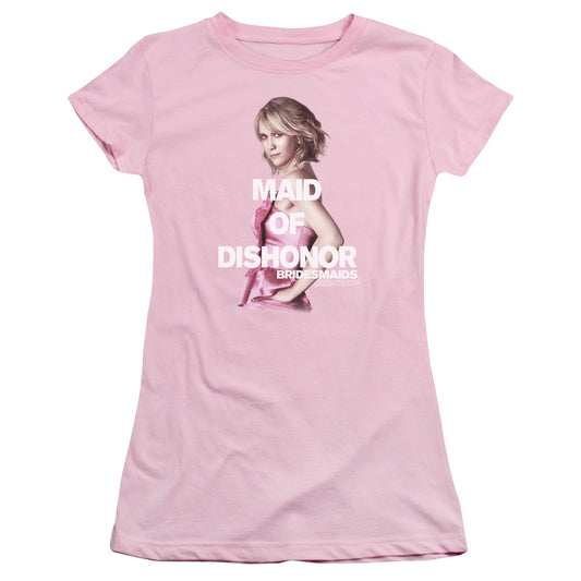 Bridesmaids Maid Of Dishonor Junior Sheer Cap Sleeve Womens T Shirt Pink