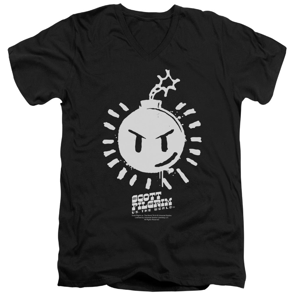 Scott Pilgrim Vs The World Sex Bob Omb Logo Mens Slim Fit V-Neck T Shirt Black