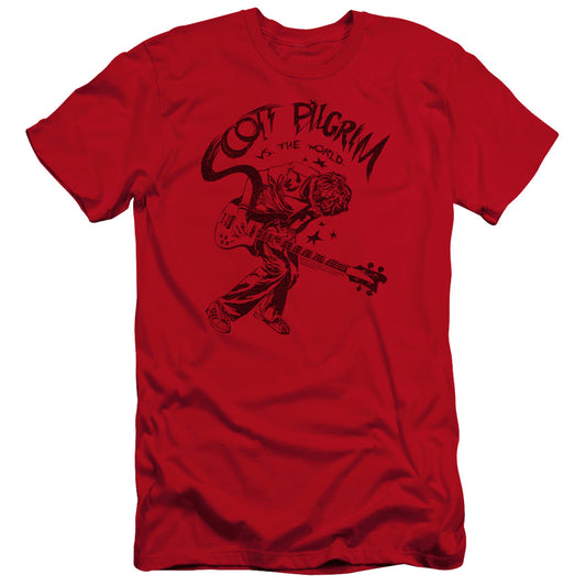 Scott Pilgrim Vs The World Rockin Premium Bella Canvas Slim Fit Mens T Shirt Red