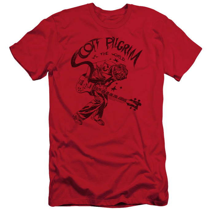 Scott Pilgrim Vs The World Rockin Slim Fit Mens T Shirt Red